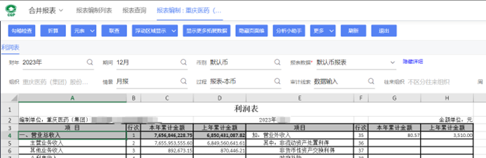 报表编制界面